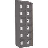 Clean Line Lockerette, 6 -tier, Bank of 2, 24" x 18" x 78", Steel, Charcoal, Rivet (Assembled) Nuna Depot Inc.