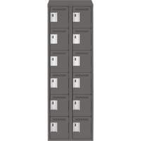 Clean Line Lockerette, 6 -tier, Bank of 2, 24" x 18" x 78", Steel, Charcoal, Rivet (Assembled) Nuna Depot Inc.