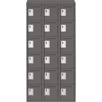 Clean Line Lockerette, 6 -tier, Bank of 3, 36" x 18" x 78", Steel, Charcoal, Rivet (Assembled) Nuna Depot Inc.