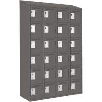 Clean Line Lockerette, 6 -tier, Bank of 4, 48" x 18" x 78", Steel, Charcoal, Rivet (Assembled) Nuna Depot Inc.