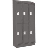 Clean Line Lockers, 2 -tier, Bank of 3, 36" x 18" x 82", Steel, Charcoal, Rivet (Assembled) Nuna Depot Inc.