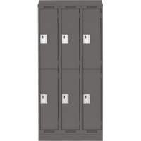 Clean Line Lockers, 2 -tier, Bank of 3, 36" x 18" x 82", Steel, Charcoal, Rivet (Assembled) Nuna Depot Inc.
