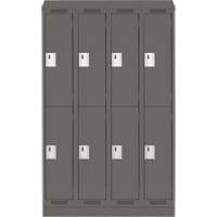 Clean Line Lockers, 2 -tier, Bank of 4, 48" x 18" x 82", Steel, Charcoal, Rivet (Assembled) Nuna Depot Inc.