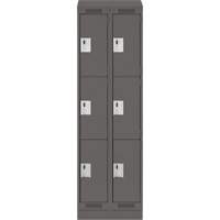 Clean Line Lockers, 3 -tier, Bank of 2, 24" x 18" x 82", Steel, Charcoal, Rivet (Assembled) Nuna Depot Inc.