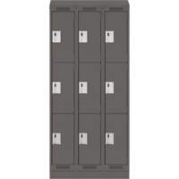 Clean Line Lockers, 3 -tier, Bank of 3, 36" x 18" x 82", Steel, Charcoal, Rivet (Assembled) Nuna Depot Inc.