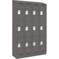 Clean Line Lockers, 3 -tier, Bank of 4, 48" x 18" x 82", Steel, Charcoal, Rivet (Assembled) Nuna Depot Inc.