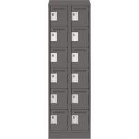 Clean Line Lockerette, 6 -tier, Bank of 2, 24" x 18" x 82", Steel, Charcoal, Rivet (Assembled) Nuna Depot Inc.