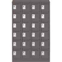 Clean Line Lockerette, 6 -tier, Bank of 4, 48" x 18" x 82", Steel, Charcoal, Rivet (Assembled) Nuna Depot Inc.
