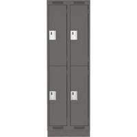 Clean Line Lockers, 2 -tier, Bank of 2, 24" x 18" x 76", Steel, Charcoal, Rivet (Assembled) Nuna Depot Inc.