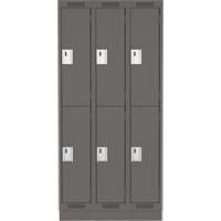 Casiers Clean Line, 2 niveaux, Bloc de 3, 36" x 18" x 76", Acier, Charbon, Rivet (assembl&eacute;) Nuna Depot Inc.