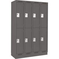 Casiers Clean Line, 2 niveaux, Bloc de 4, 48" x 18" x 76", Acier, Charbon, Rivet (assembl&eacute;) Nuna Depot Inc.