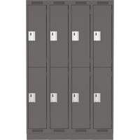 Casiers Clean Line, 2 niveaux, Bloc de 4, 48" x 18" x 76", Acier, Charbon, Rivet (assembl&eacute;) Nuna Depot Inc.