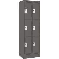 Clean Line Lockers, 3 -tier, Bank of 2, 24" x 18" x 76", Steel, Charcoal, Rivet (Assembled) Nuna Depot Inc.