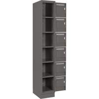 Clean Line Lockerette, 6 -tier, Bank of 4, 48" x 18" x 76", Steel, Charcoal, Rivet (Assembled) Nuna Depot Inc.