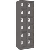 Clean Line Lockerette, 6 -tier, Bank of 2, 24" x 18" x 76", Steel, Charcoal, Rivet (Assembled) Nuna Depot Inc.