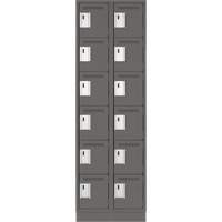 Clean Line Lockerette, 6 -tier, Bank of 2, 24" x 18" x 76", Steel, Charcoal, Rivet (Assembled) Nuna Depot Inc.