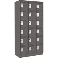 Clean Line Lockerette, 6 -tier, Bank of 3, 36" x 18" x 76", Steel, Charcoal, Rivet (Assembled) Nuna Depot Inc.