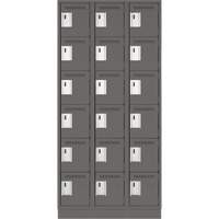 Clean Line Lockerette, 6 -tier, Bank of 3, 36" x 18" x 76", Steel, Charcoal, Rivet (Assembled) Nuna Depot Inc.