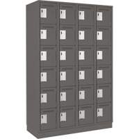 Clean Line Lockerette, 6 -tier, Bank of 4, 48" x 18" x 76", Steel, Charcoal, Rivet (Assembled) Nuna Depot Inc.