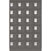 Clean Line Lockerette, 6 -tier, Bank of 4, 48" x 18" x 76", Steel, Charcoal, Rivet (Assembled) Nuna Depot Inc.