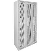 Clean Line Lockers, Bank of 3, 36" x 15" x 72", Steel, Grey, Rivet (Assembled), Perforated Nuna Depot Inc.