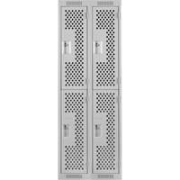 Clean Line Lockers, 2 -tier, Bank of 2, 24" x 12" x 72", Steel, Grey, Rivet (Assembled), Perforated Nuna Depot Inc.