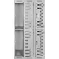 Casiers Clean Line, 2 niveaux, Bloc de 3, 36" x 12" x 72", Acier, Gris, Rivet (assembl&eacute;), Perfor&eacute; Nuna Depot Inc.
