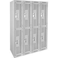 Clean Line Lockers, 2 -tier, Bank of 4, 48" x 12" x 72", Steel, Grey, Rivet (Assembled), Perforated Nuna Depot Inc.