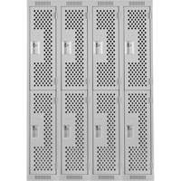 Clean Line Lockers, 2 -tier, Bank of 4, 48" x 12" x 72", Steel, Grey, Rivet (Assembled), Perforated Nuna Depot Inc.