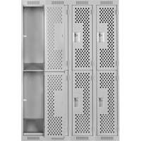 Clean Line Lockers, 2 -tier, Bank of 4, 48" x 12" x 72", Steel, Grey, Rivet (Assembled), Perforated Nuna Depot Inc.