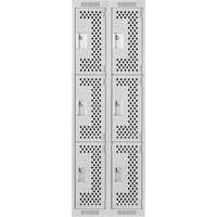Clean Line Lockers, 3 -tier, Bank of 2, 24" x 12" x 72", Steel, Grey, Rivet (Assembled), Perforated Nuna Depot Inc.