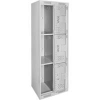 Clean Line Lockers, 3 -tier, Bank of 2, 24" x 12" x 72", Steel, Grey, Rivet (Assembled), Perforated Nuna Depot Inc.