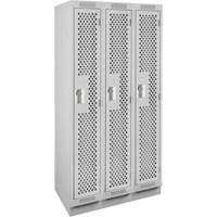 Clean Line Lockers, Bank of 3, 36" x 12" x 76", Steel, Grey, Rivet (Assembled), Perforated Nuna Depot Inc.