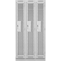 Clean Line Lockers, Bank of 3, 36" x 12" x 76", Steel, Grey, Rivet (Assembled), Perforated Nuna Depot Inc.