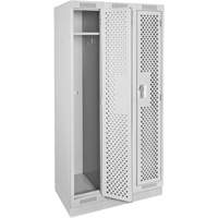 Clean Line Lockers, Bank of 3, 36" x 12" x 76", Steel, Grey, Rivet (Assembled), Perforated Nuna Depot Inc.