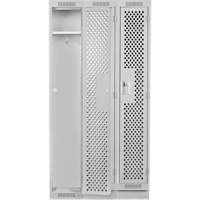 Clean Line Lockers, Bank of 3, 36" x 12" x 76", Steel, Grey, Rivet (Assembled), Perforated Nuna Depot Inc.