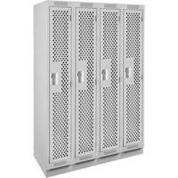 Clean Line Lockers, Bank of 4, 48" x 12" x 76", Steel, Grey, Rivet (Assembled), Perforated Nuna Depot Inc.