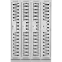 Clean Line Lockers, Bank of 4, 48" x 12" x 76", Steel, Grey, Rivet (Assembled), Perforated Nuna Depot Inc.