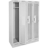 Clean Line Lockers, Bank of 4, 48" x 12" x 76", Steel, Grey, Rivet (Assembled), Perforated Nuna Depot Inc.