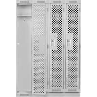 Clean Line Lockers, Bank of 4, 48" x 12" x 76", Steel, Grey, Rivet (Assembled), Perforated Nuna Depot Inc.