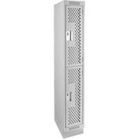 Clean Line Lockers, 2 -tier, 12" x 18" x 76", Steel, Grey, Rivet (Assembled), Perforated Nuna Depot Inc.