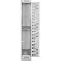 Clean Line Lockers, 2 -tier, 12" x 18" x 76", Steel, Grey, Rivet (Assembled), Perforated Nuna Depot Inc.