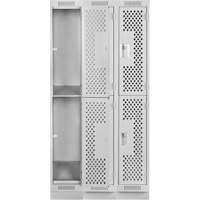 Clean Line Lockers, 2 -tier, Bank of 3, 36" x 15" x 76", Steel, Grey, Rivet (Assembled), Perforated Nuna Depot Inc.