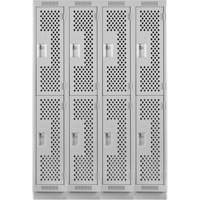 Clean Line Lockers, 2 -tier, Bank of 4, 48" x 15" x 76", Steel, Grey, Rivet (Assembled), Perforated Nuna Depot Inc.