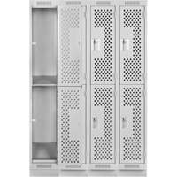 Clean Line Lockers, 2 -tier, Bank of 4, 48" x 15" x 76", Steel, Grey, Rivet (Assembled), Perforated Nuna Depot Inc.