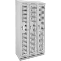 Clean Line Lockers, Bank of 3, 36" x 18" x 82", Steel, Grey, Rivet (Assembled), Perforated Nuna Depot Inc.
