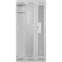 Clean Line Lockers, Bank of 3, 36" x 18" x 82", Steel, Grey, Rivet (Assembled), Perforated Nuna Depot Inc.