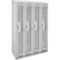 Clean Line Lockers, Bank of 4, 48" x 18" x 82", Steel, Grey, Rivet (Assembled), Perforated Nuna Depot Inc.