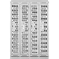Clean Line Lockers, Bank of 4, 48" x 18" x 82", Steel, Grey, Rivet (Assembled), Perforated Nuna Depot Inc.