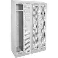 Clean Line Lockers, Bank of 4, 48" x 18" x 82", Steel, Grey, Rivet (Assembled), Perforated Nuna Depot Inc.